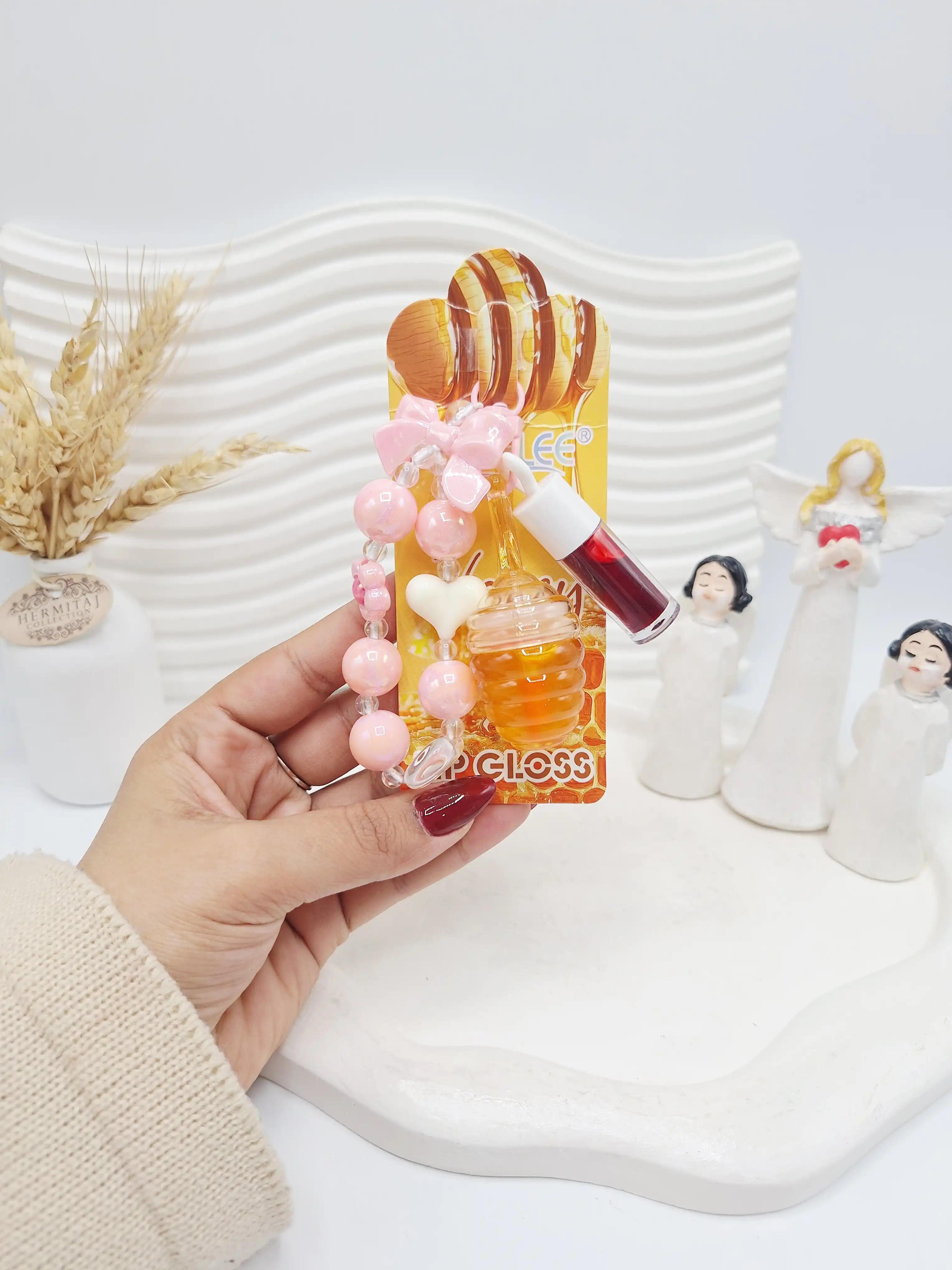 ست لیپ گلاس حرارتی عسل و تینت و دستبند برند APCKFLEE کد 040