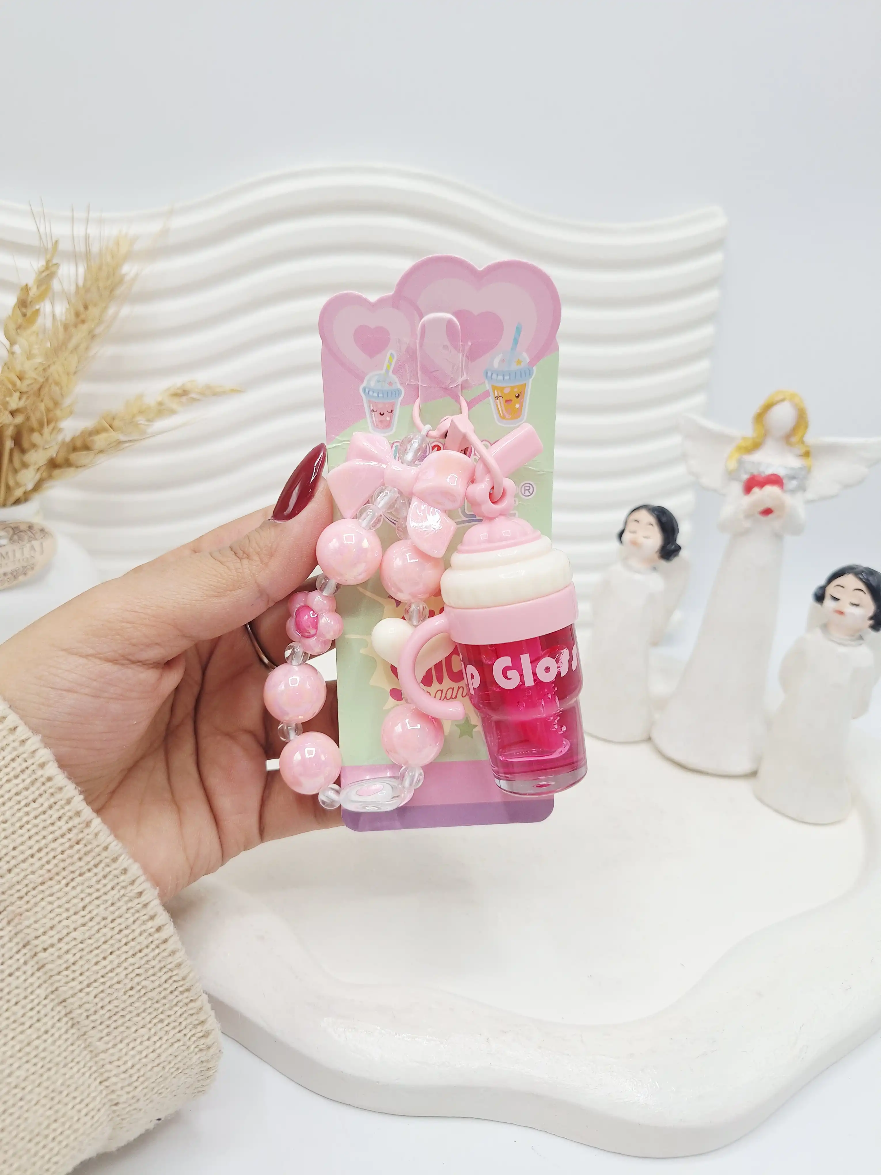 ست لیپ گلاس حرارتی لیوانی همراه آویز دستبند برند APCKFLEE کد 038