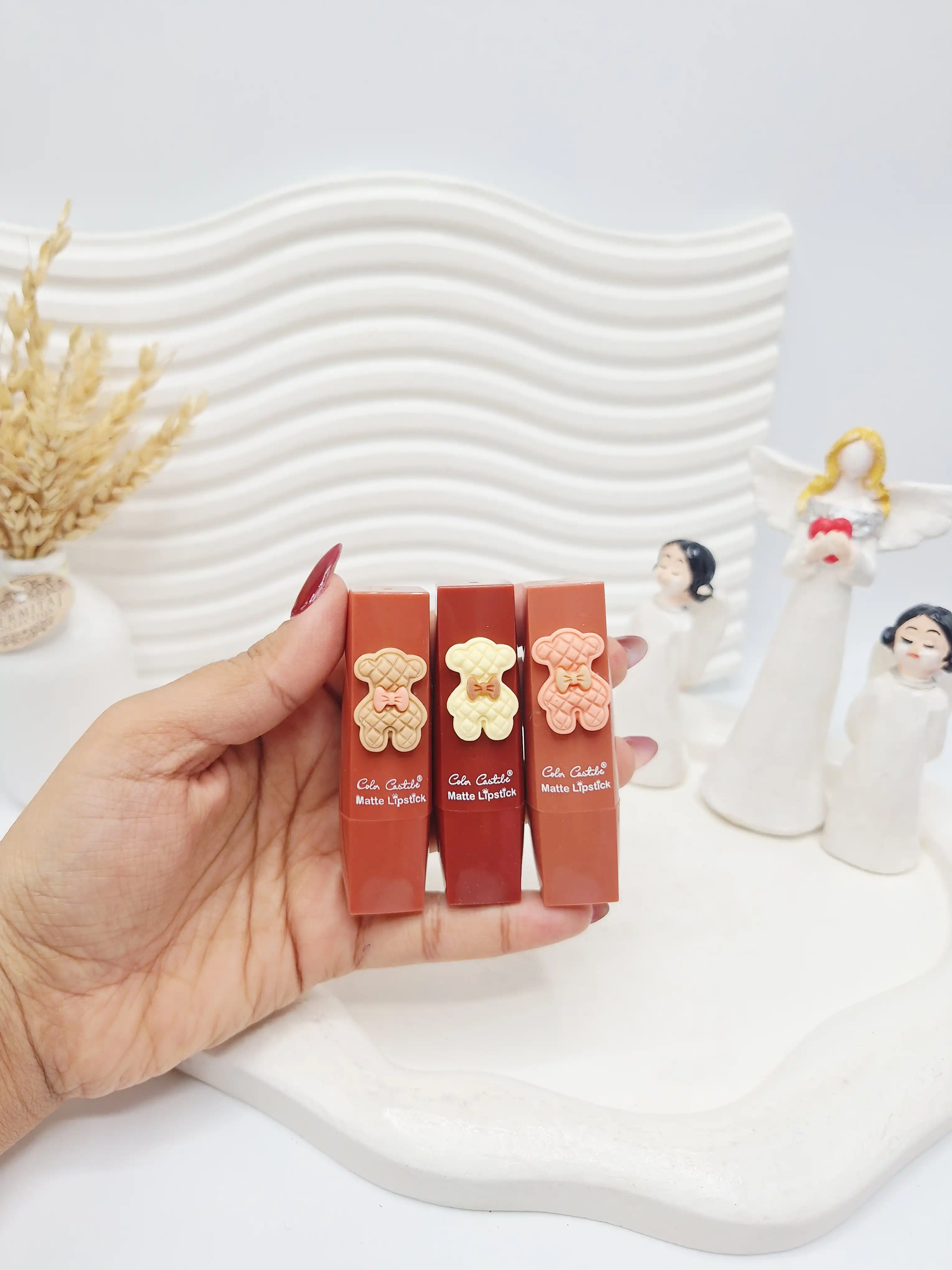 پک سه تایی رژلب خرسی جذاب Color Castibe کد 8091