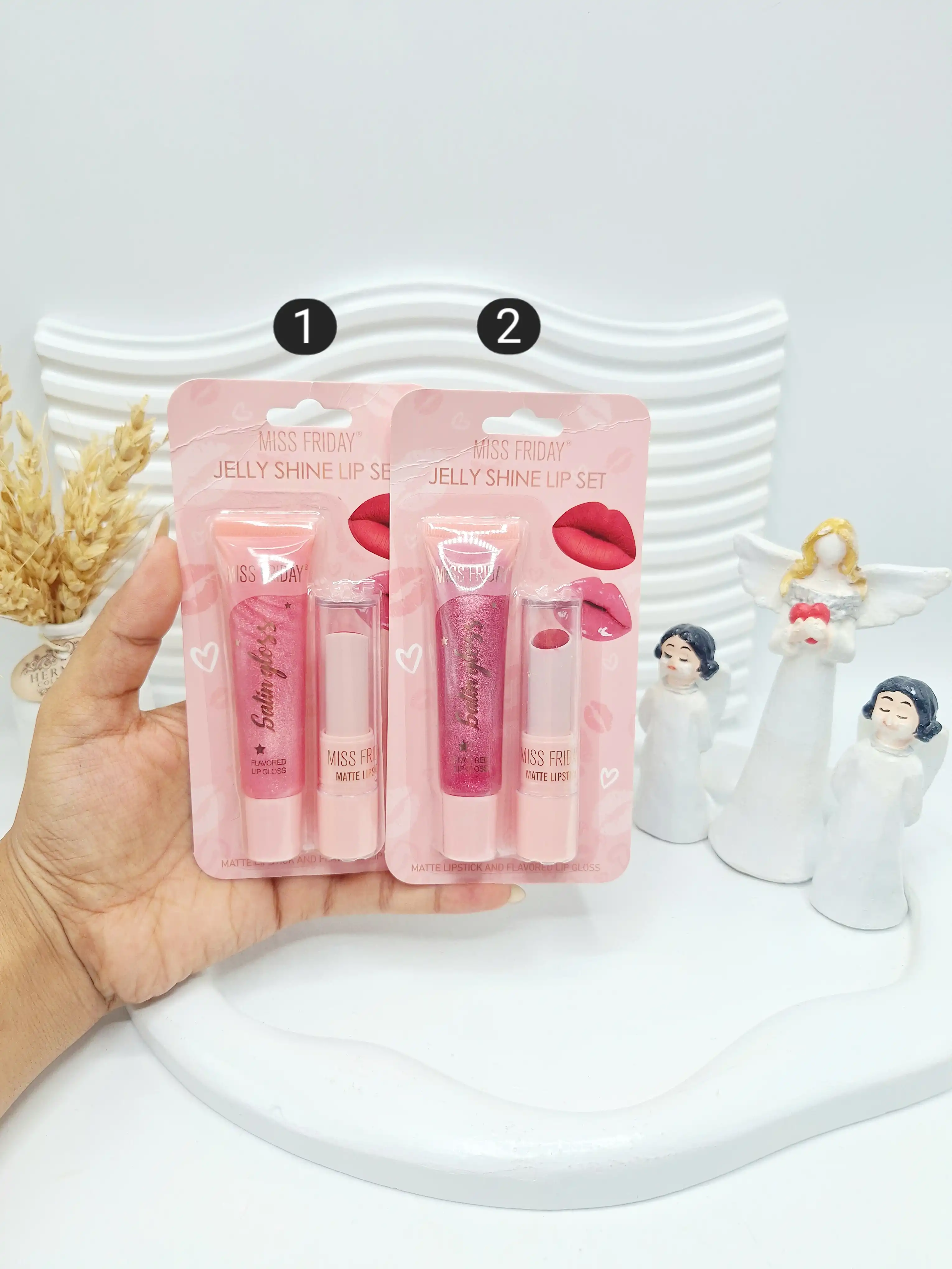 ست دو تایی رژ لب و لیپ گلاس برند JELLY SHINE LIP SET کد 6009