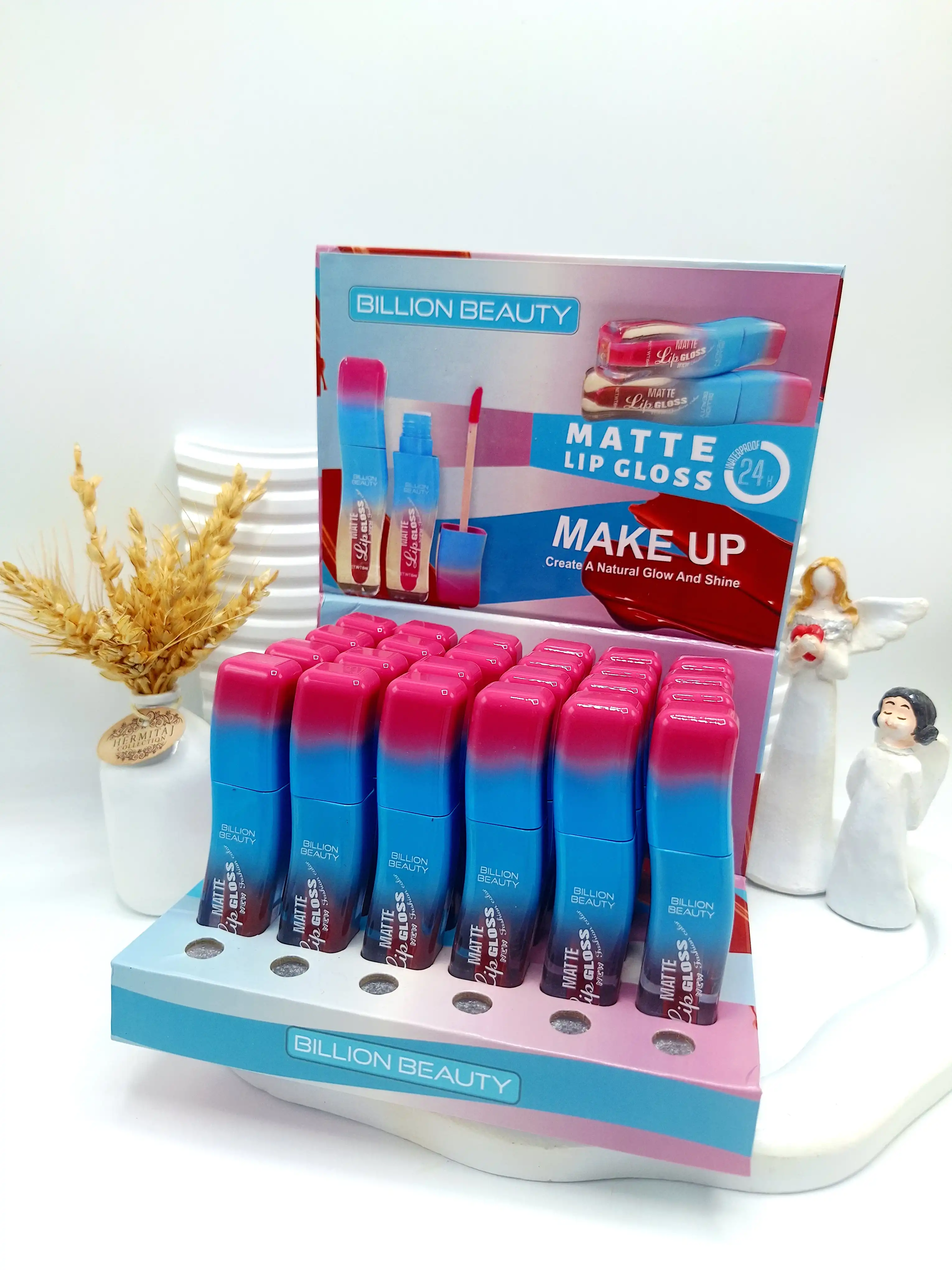 پک رژ مایع 6 تایی شیشه ای منحنی خوش رنگ برند بیلیون بیوتی کد 5060