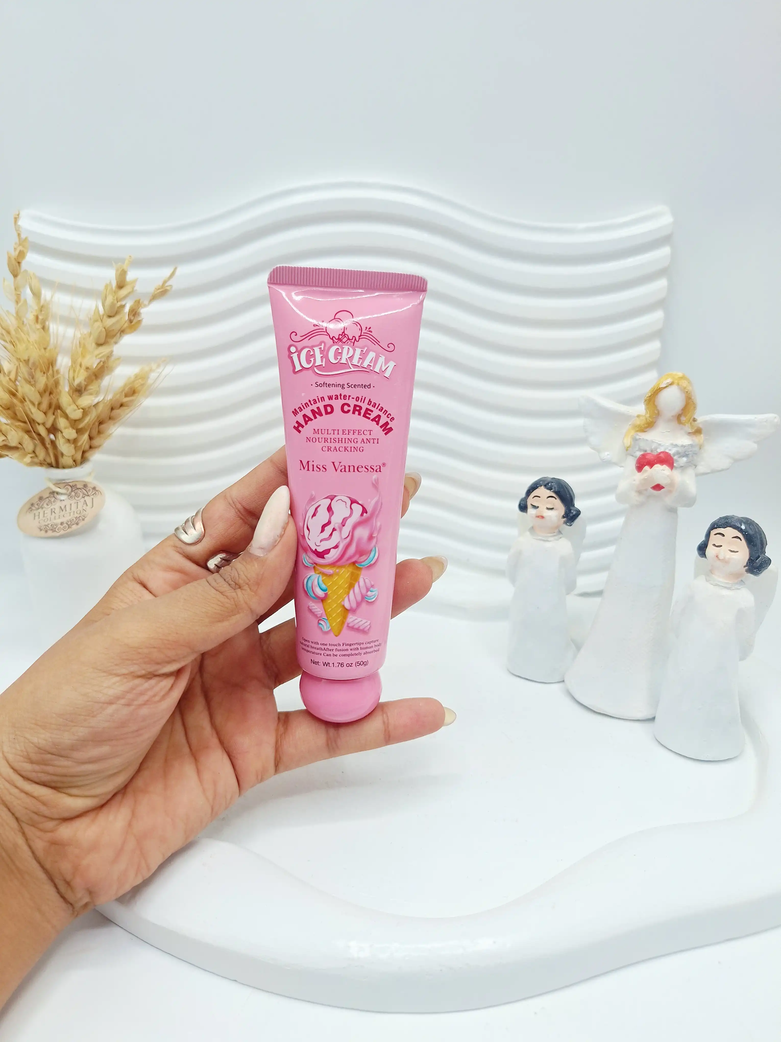 کرم دست طرح بستنی مارشمالویی صورتی ملیح برند IGE CREAM کد 1812