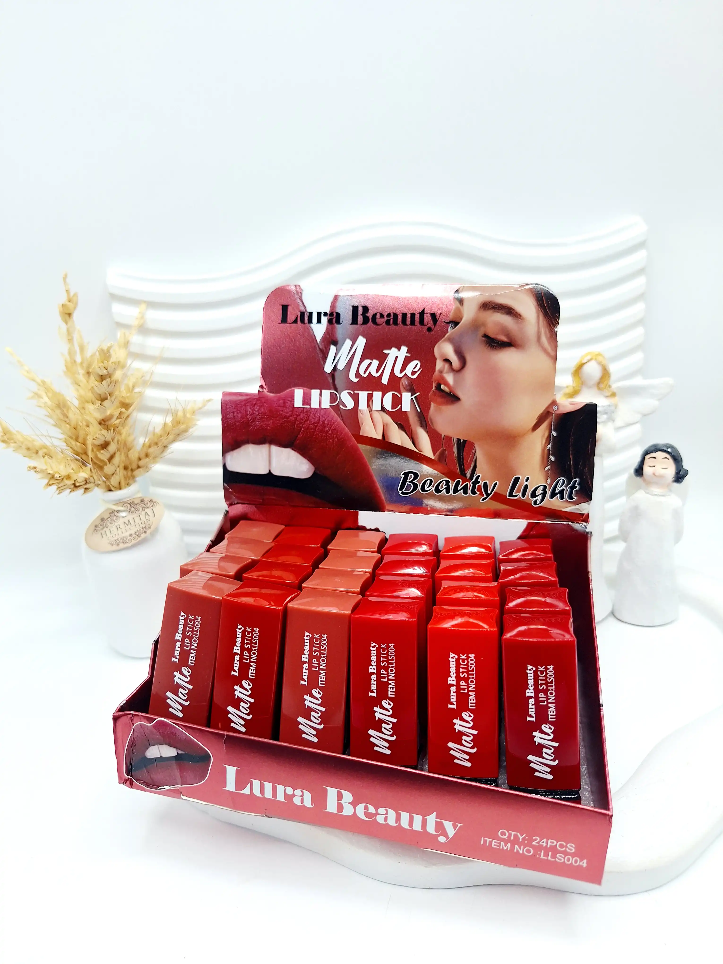 پک 6 تایی رژ جامد برند Lura Beauty کد 004