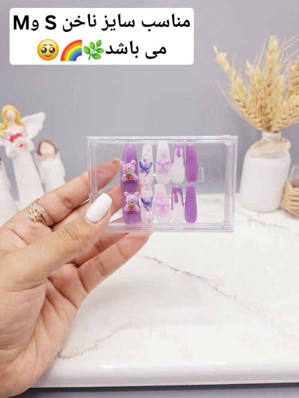 ناخن مصنوعی با مواد کاشت درجه ۱ طرح خرسی و پروانه ای شیک و خاص (به همراه پک اختصاصی) 1