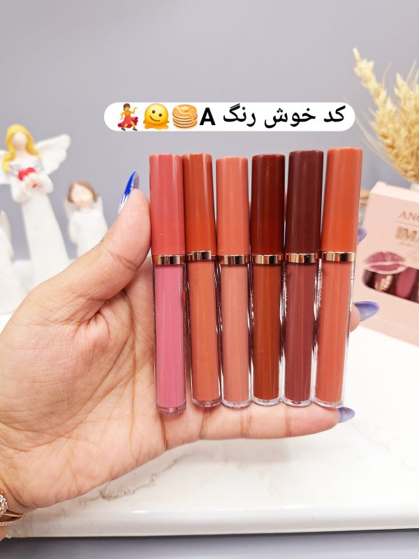 پک ۶ عددی رژلب مایع مات ۲۴ ساعته بدون سرب کیفیت عالی ANGEBROSE کد 0985 2